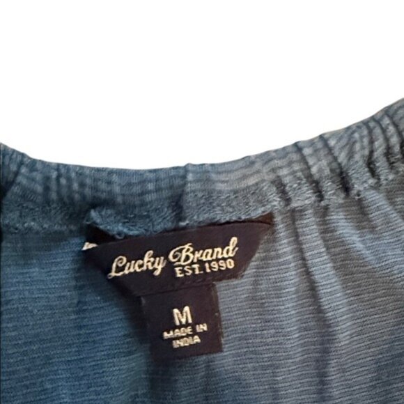 Lucky Brand Teal Blue Floral Embroidered Halter Neck Tank Top Women's M - Picture 2 of 10